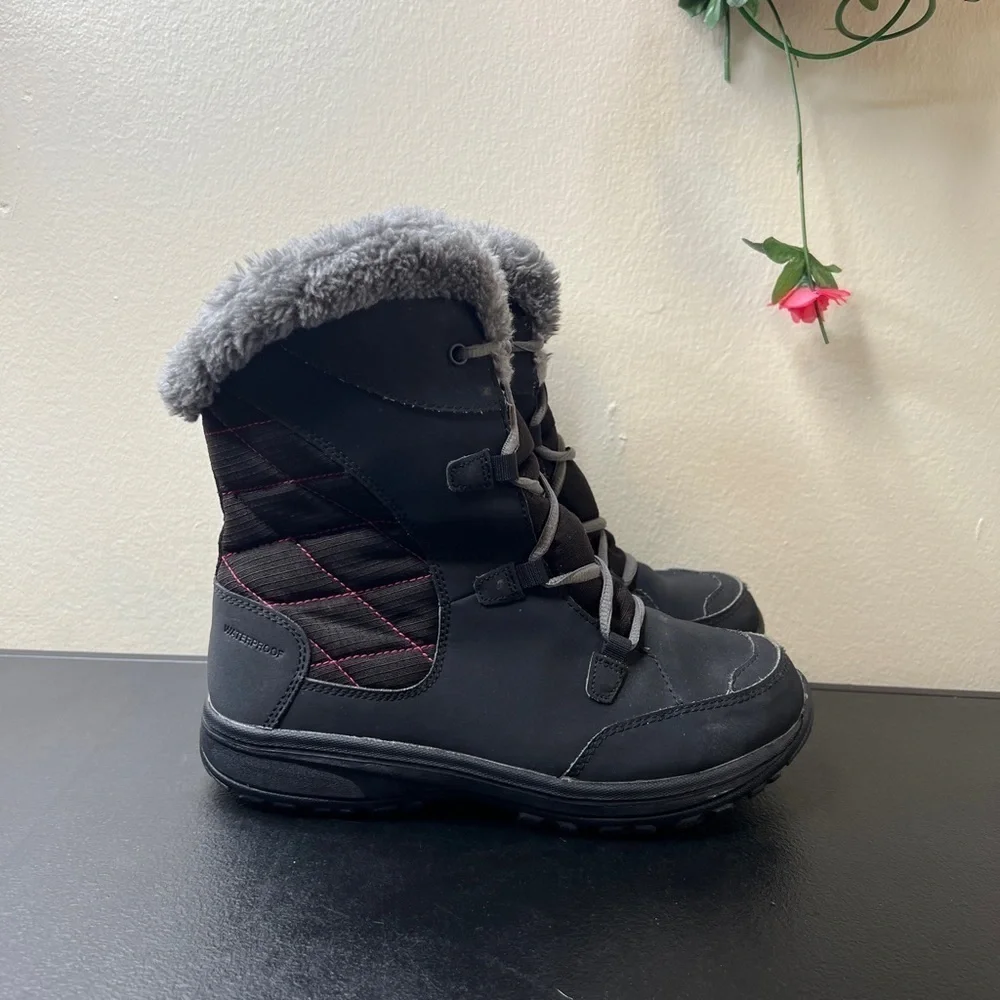 Columbia Ice Maiden Lace II BY1331-011 Winter Boot Girl's Size 6 Black🌹